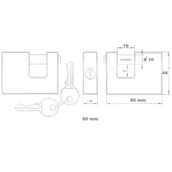 Lakat 60mm 3k. réz egyenes kengyeles Tri-Rhomb