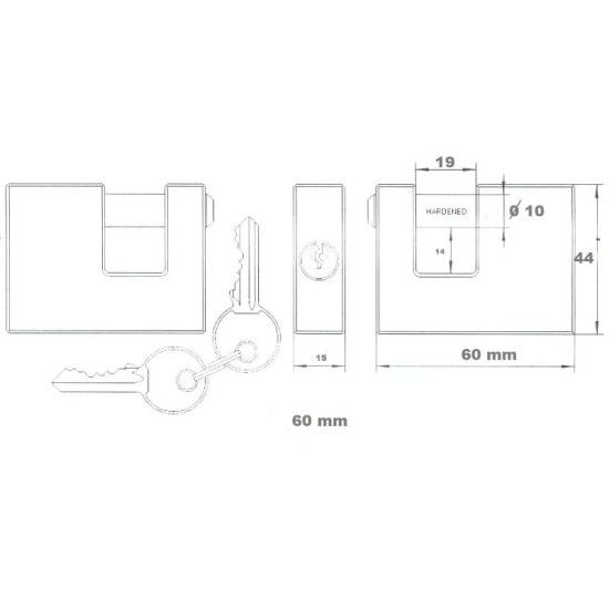Lakat 60mm 3k. réz egyenes kengyeles Tri-Rhomb