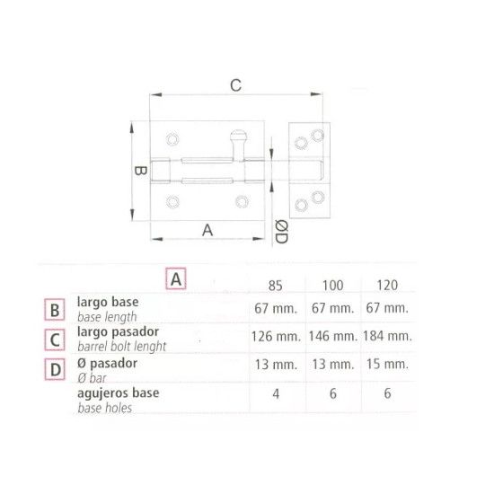 Bajonett tolózár  85mm lakatolható sárga horg.
