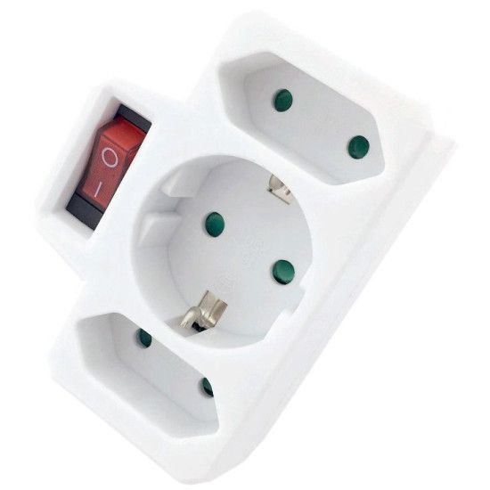 Hálózati elosztó 1 földelt, 2 Euro kapcsolós Entac EPAG-1EE2E-SW