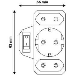 Hálózati elosztó 1 földelt, 2 Euro kapcsolós Entac EPAG-1EE2E-SW