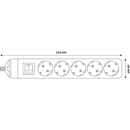 Elosztósor szerelhető kapcsolós ötös Entac ERWSEG5-SW