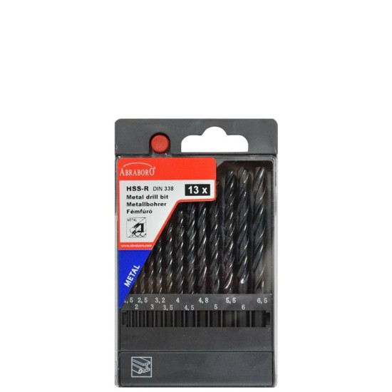 Fémcsigafúró klt. 13 részes 1,5-6,5mm HSS-G Abraboro