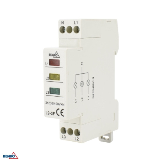 Moduláris jelzőlámpa 2.8mA 3X230/400V+N Bemko L9-3