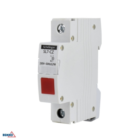 Moduláris jelzőlámpa piros 0.3mA 230V Bemko L7-CZ