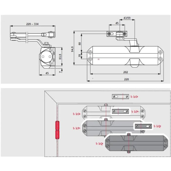 Ajtócsukó Dorma TS 68 ezüst 40-80 kg EN 2-4      
