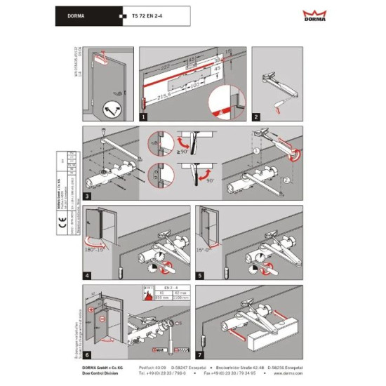 Ajtócsukó Dorma TS 72 kar nélkül ezüst EN 2-4