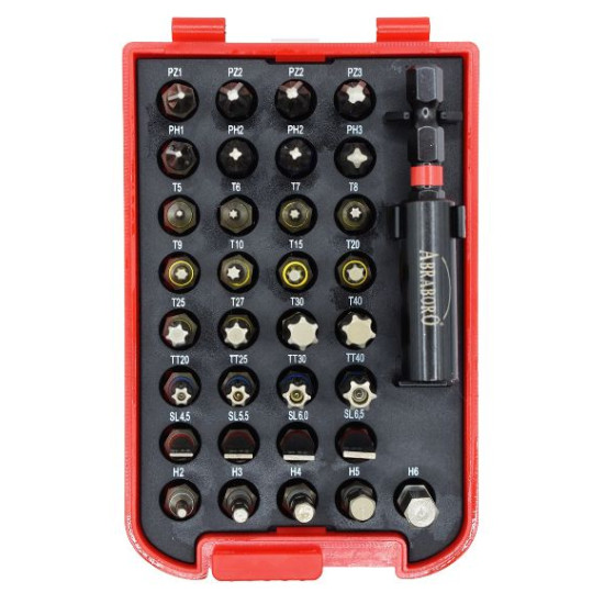 Csavarbehajtó bit készlet 34 részes Abraboro 