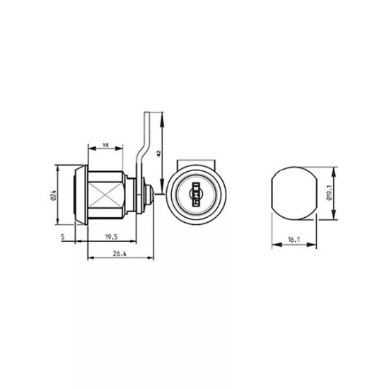 Fémbútorzár hajlított nyelvű 2db kulccsal Ronis 25300