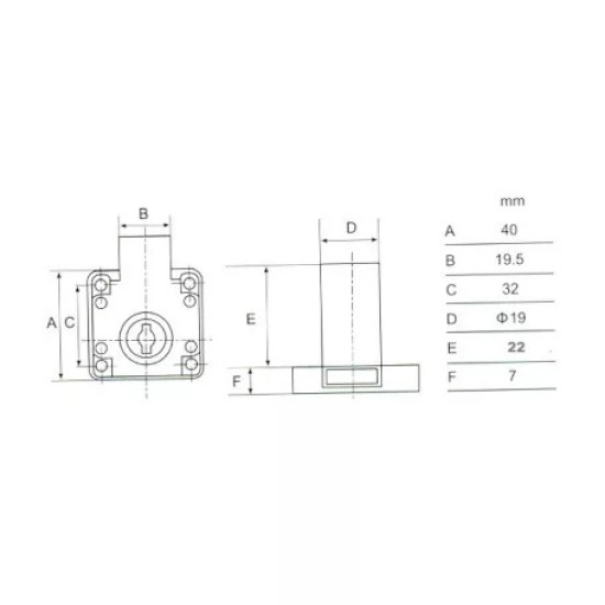 Bútorzár rászegzős cilinderes króm Anbo 138-22