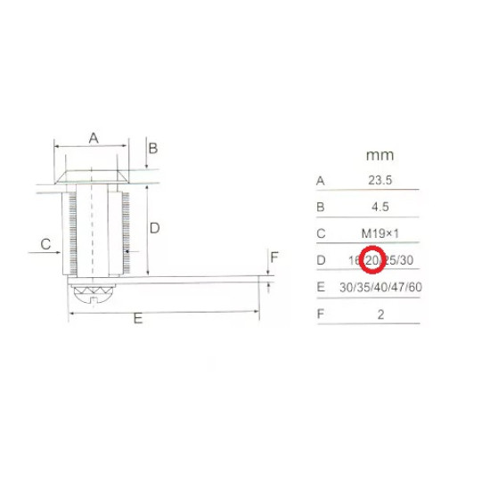 Fémbútorzár 103-20mm 2db kulccsal Anbo