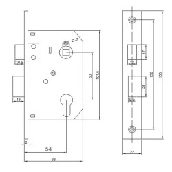 Bevéső zár cilinderes 55/58 Grácia