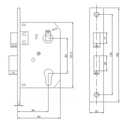 Bevéső zár cilinderes 45/58 Grácia