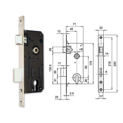 Bevéső zár cilinderes 45/90 N°420 Anbo