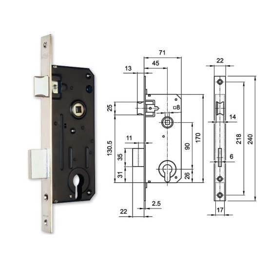 Bevéső zár cilinderes 45/90 N°420 Anbo