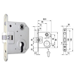Bevéső zár cilinderes 55/55 lővér N°4392 Elzett
