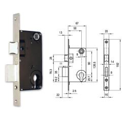 Bevéső zár cilinderes 50/90mm N°709 Euro Elzett