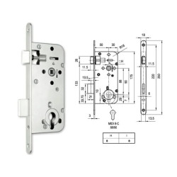 Bevéső zár cilinderes 50/90 Midi Euro Elzett  