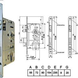 Bevéső zár cilinderes 55/72mm N°411 Titan