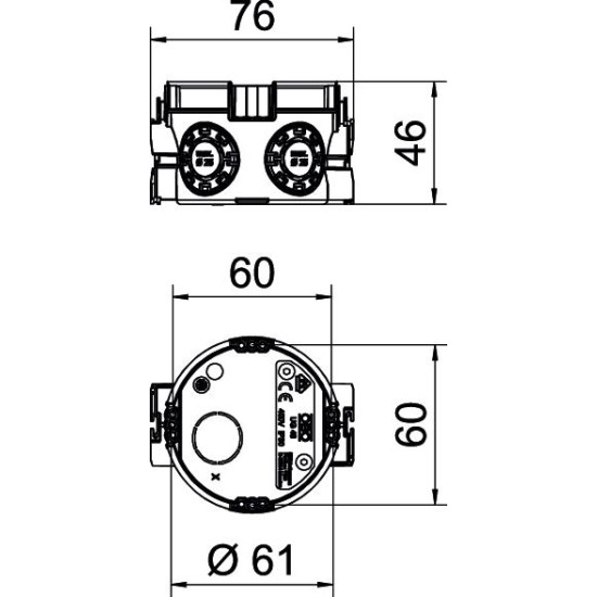 Doboz 65mm műanyag, sorolható OBO UG46