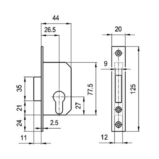 Reteszzár cilinderes N°416 Euro Elzett