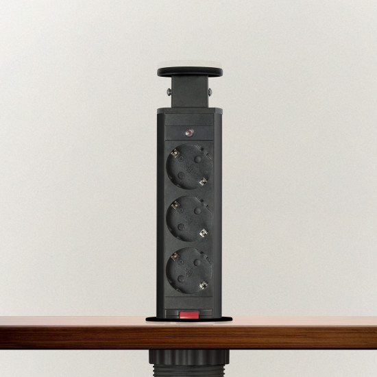 Rejtett elosztó, pultba süllyeszthető hármas matt fekete Delight  20430MB 