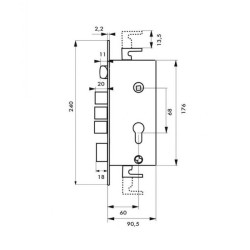 Bevéső zár cilinderes Hi-Sec 24mm fekete, lapos csapos