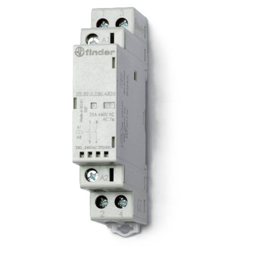 Mágneskapcs. 25A Finder 2Z  24V AC/DC 22.32.0.024.4320 mechanikus állapotjelzés + LED