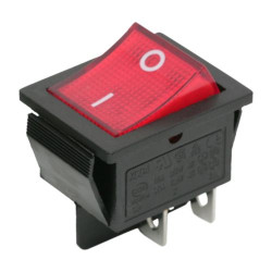 Készülékkapcsoló billenő vil. 0-1 4P 25x30mm piros