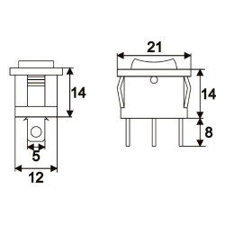 Készülékkapcsoló billenő I-O-II 3P 15x21mm fekete