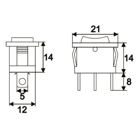 Készülékkapcsoló billenő I-O-II 3P 15x21mm fekete