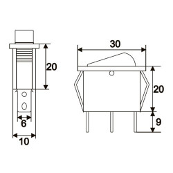 Készülékkapcsoló billenő vil. 0-1 3P 13x30mm piros