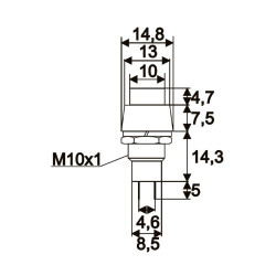 Készülék nyomógomb mûanyag 2P 10mm