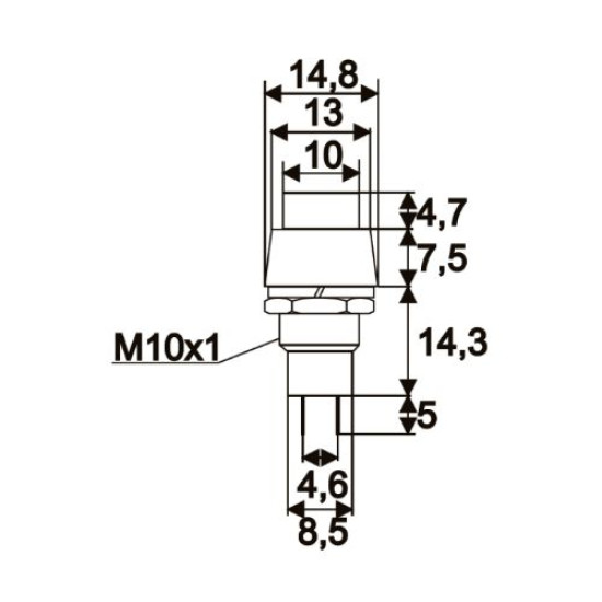 Készülék nyomógomb mûanyag 2P 10mm