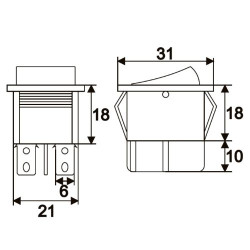 Készülékkapcsoló billenő vil. 0-1 4P 25x30mm narancssárga