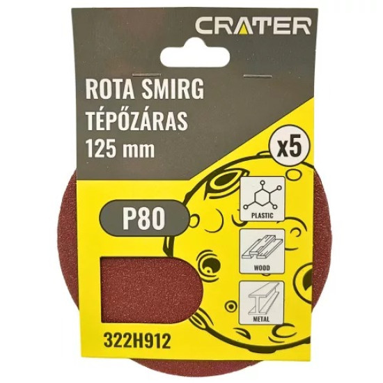 Fibertárcsa tépőzáras 125mm P80 5db Crater  