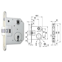Bevéső zár kulcsos 55/55 lővér N°4391 Euro Elzett