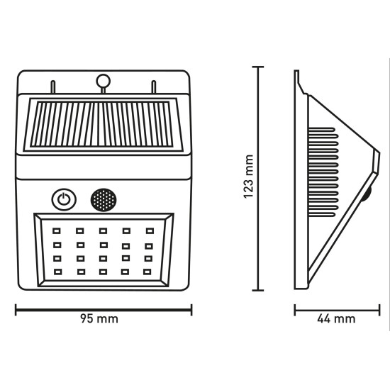 Napelemes fali lámpa 2W 200Lm mozgásérz. Entac