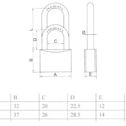 Lakat 38mm 3k. réz hosszú kengyeles import