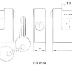 Lakat 60mm 3k. réz egyenes kengyeles Tri-Rhomb