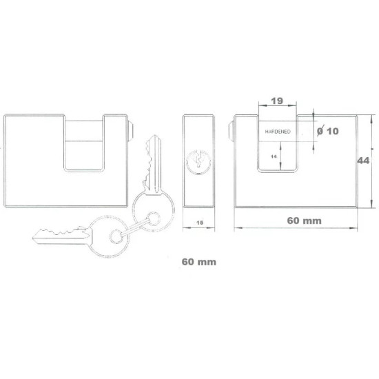 Lakat 60mm 3k. réz egyenes kengyeles Tri-Rhomb