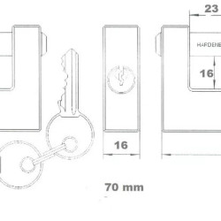 Lakat 70mm 3k. réz egyenes kengyeles Tri-Rhomb