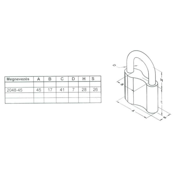 Lakat 45mm azonos zárlatú Elzett Tutius 45