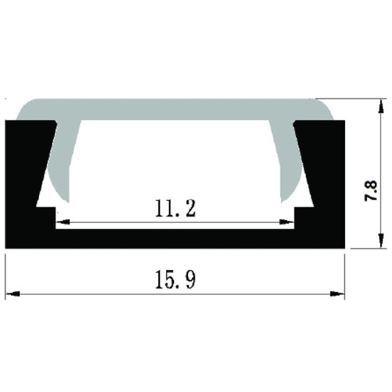 Alu profil "U" 2m matt fedlappal, tartozékokkal 16x8mm Avide AAP-N-2M-MK
