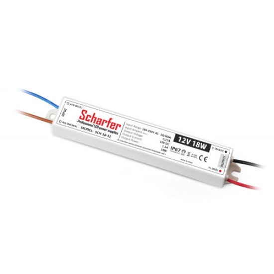 Tápegység led szalaghoz 12V 18W IP67 Scharfer SCH-18-12