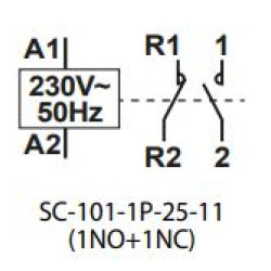 Mágneskapcs. 25A 1NY+1Z 230V AC Schelinger SC101-1P-25-11