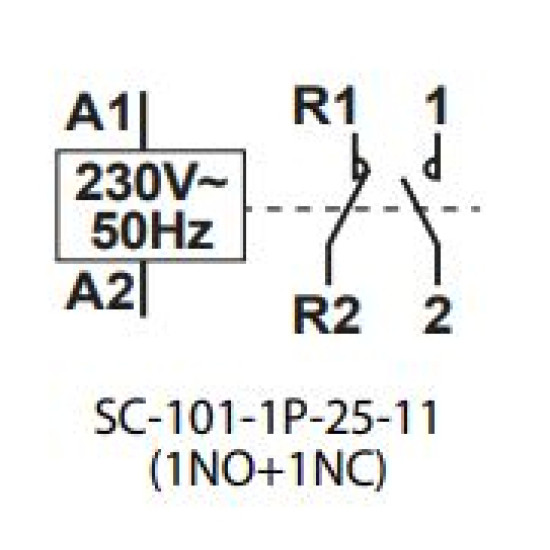 Mágneskapcs. 25A 1NY+1Z 230V AC Schelinger SC101-1P-25-11