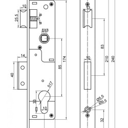 Portálzár kilincs+zártest+zárbetét 25/85mm fehér Anbo