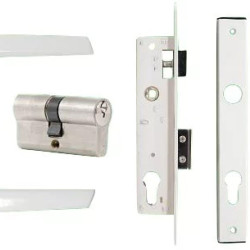 Portálzár kilincs+zártest+zárbetét 25/85mm fehér Anbo