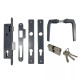 Portálzár kilincs+zártest+zárbetét 25/85mm fekete Anbo